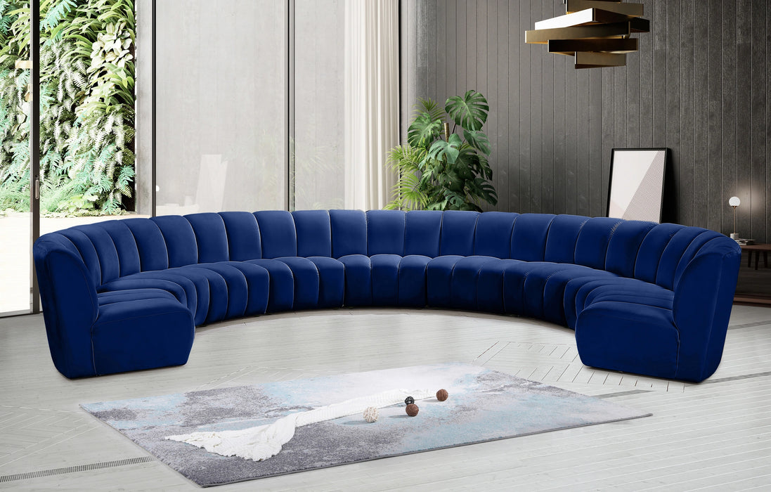 Infinity Navy Velvet 9pc. Modular Sectional