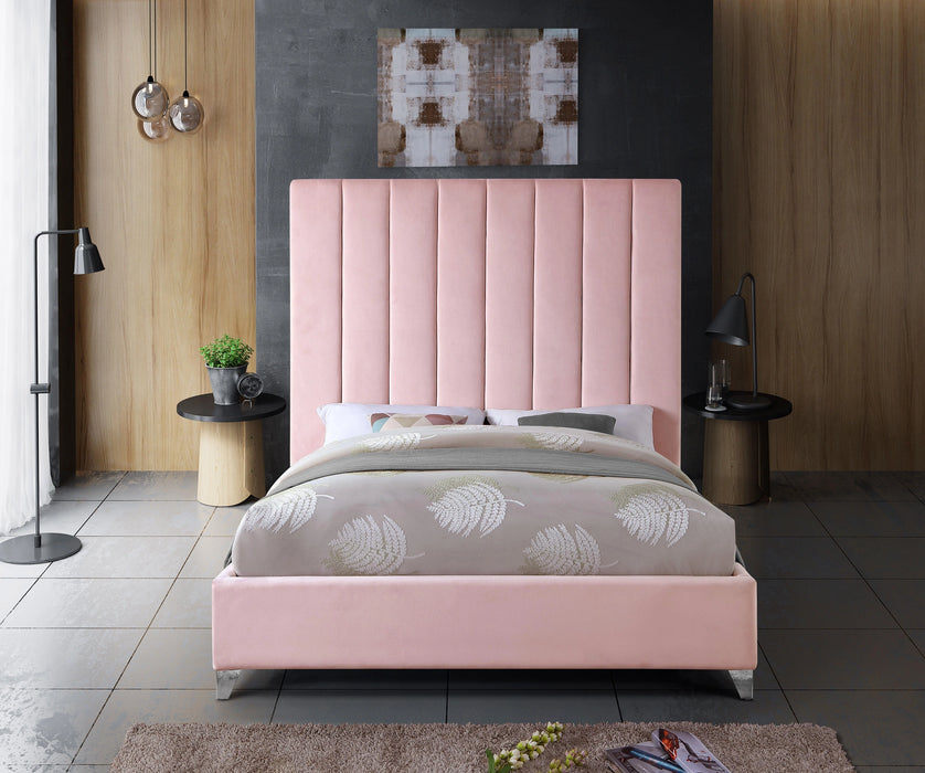Via Pink Velvet Full Bed