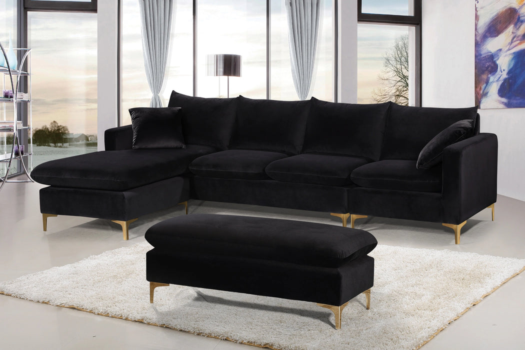 Naomi Black Velvet 2pc. Reversible Sectional