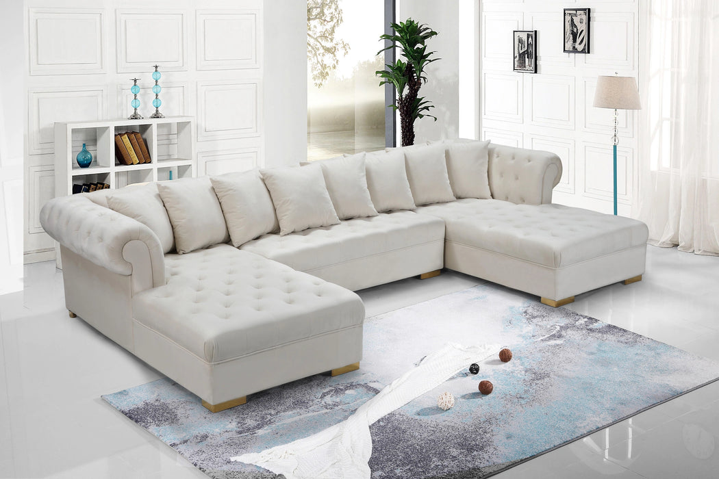 Presley Cream Velvet 3pc. Sectional