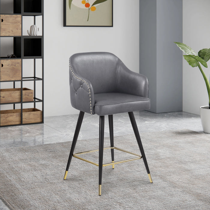 Barbosa Grey Faux Leather Counter/Bar Stool
