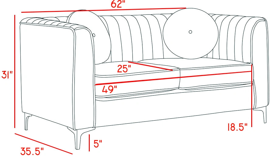 Isabelle Navy Velvet Loveseat