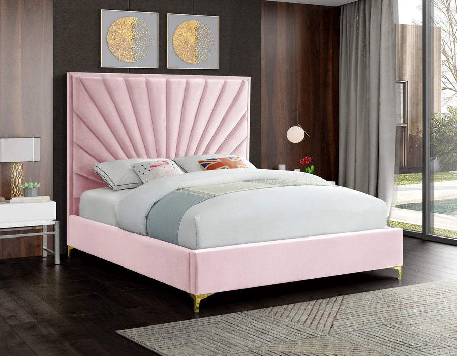 Eclipse Pink Velvet King Bed