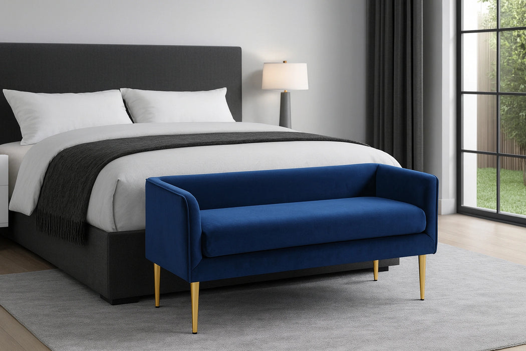 Audrey Navy Velvet Bench