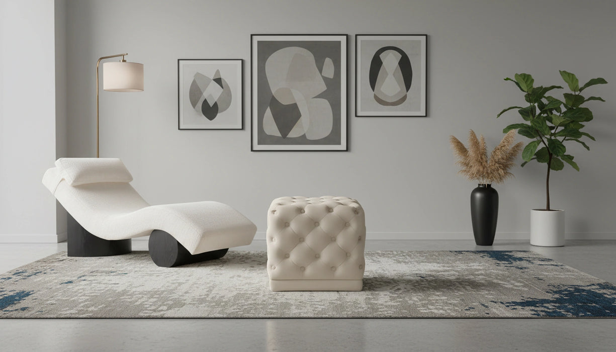Stella Cream Velvet Ottoman/Stool