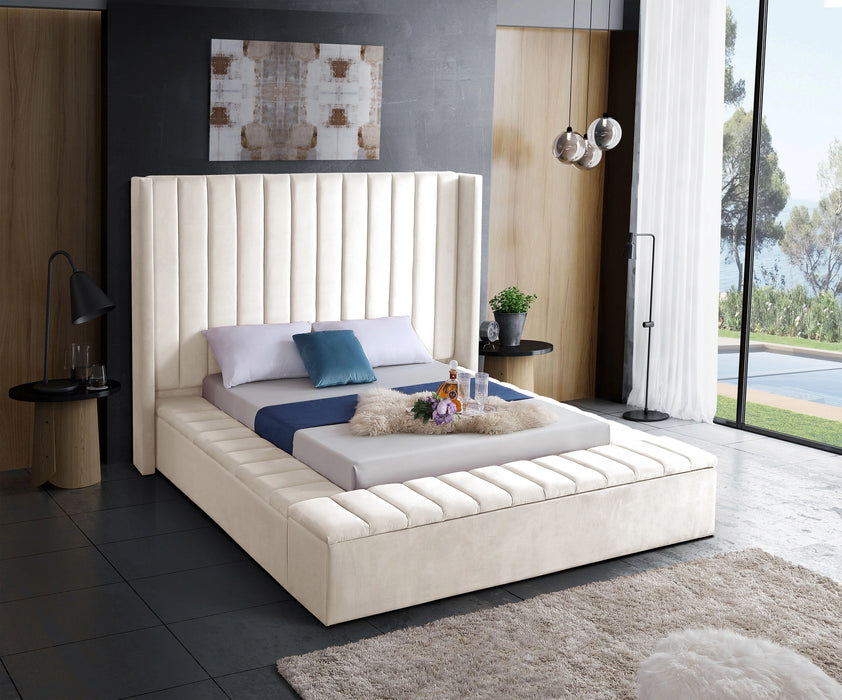 Kiki Cream Velvet Full Bed (3 Boxes)