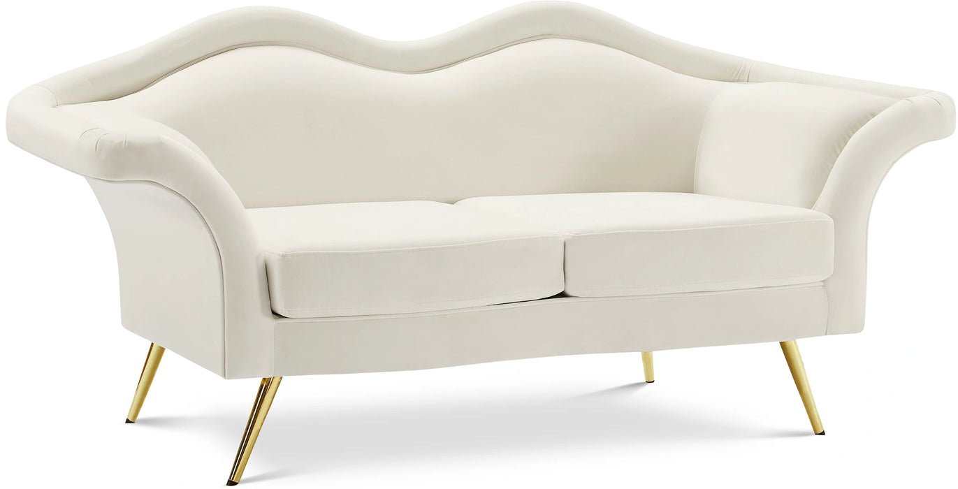 Lips Cream Velvet Loveseat