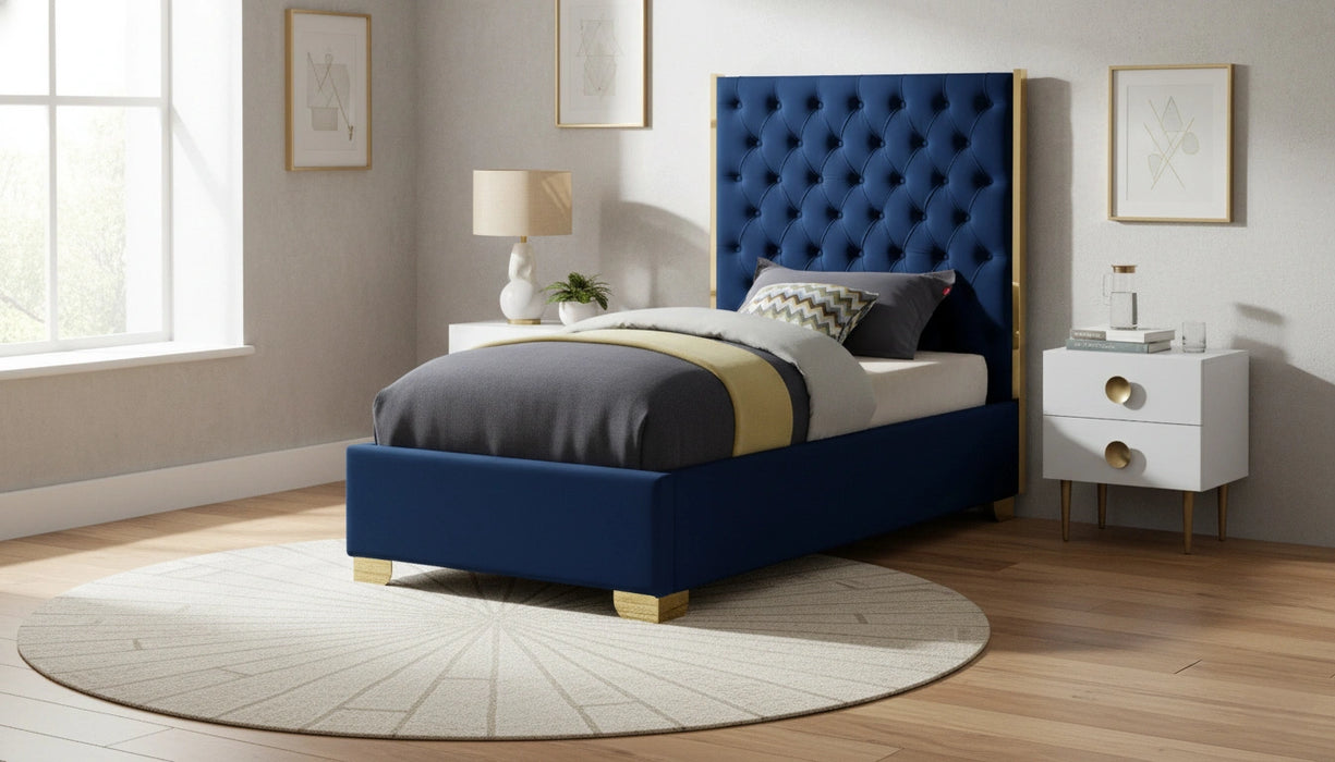 Lana Navy Velvet Twin Bed