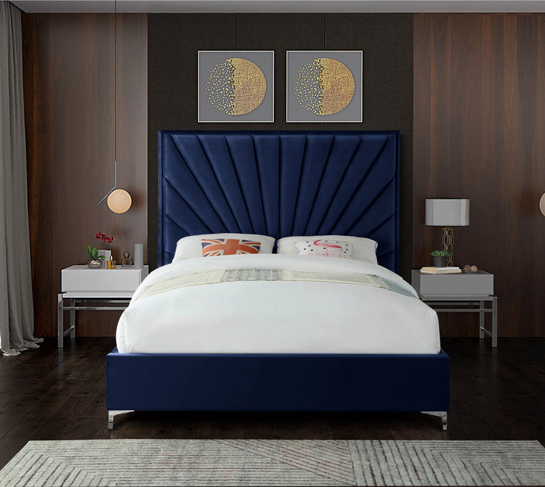 Eclipse Navy Velvet Queen Bed