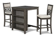 Gia 3 Pc 30" Storage Counter Table & 2 Chairs-Gray