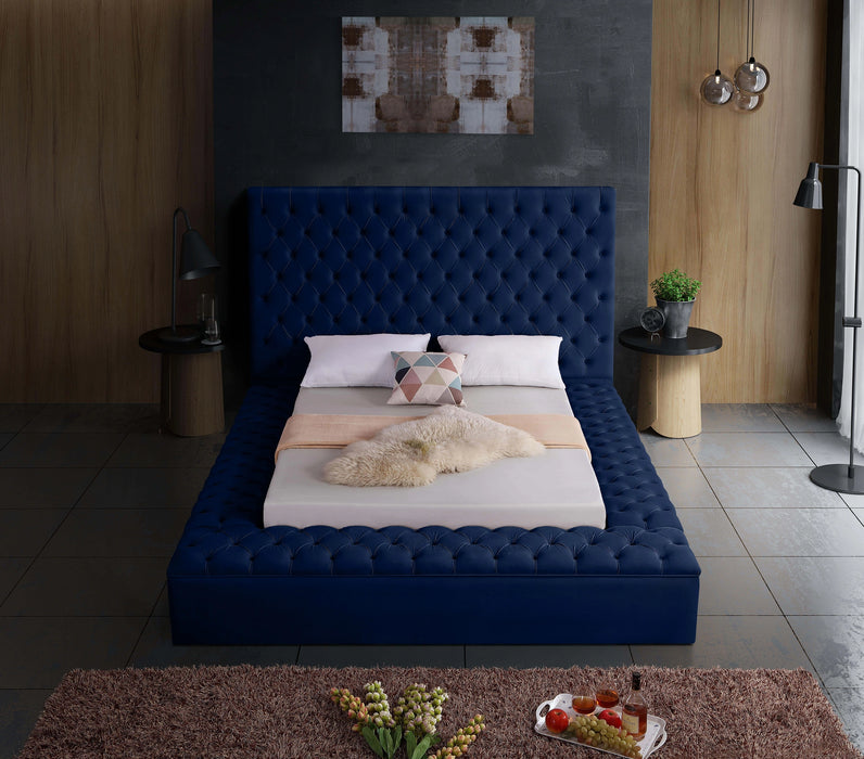 Bliss Navy Velvet King Bed (3 Boxes)