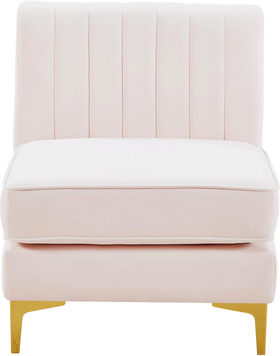 Alina Pink Velvet Armless Chair
