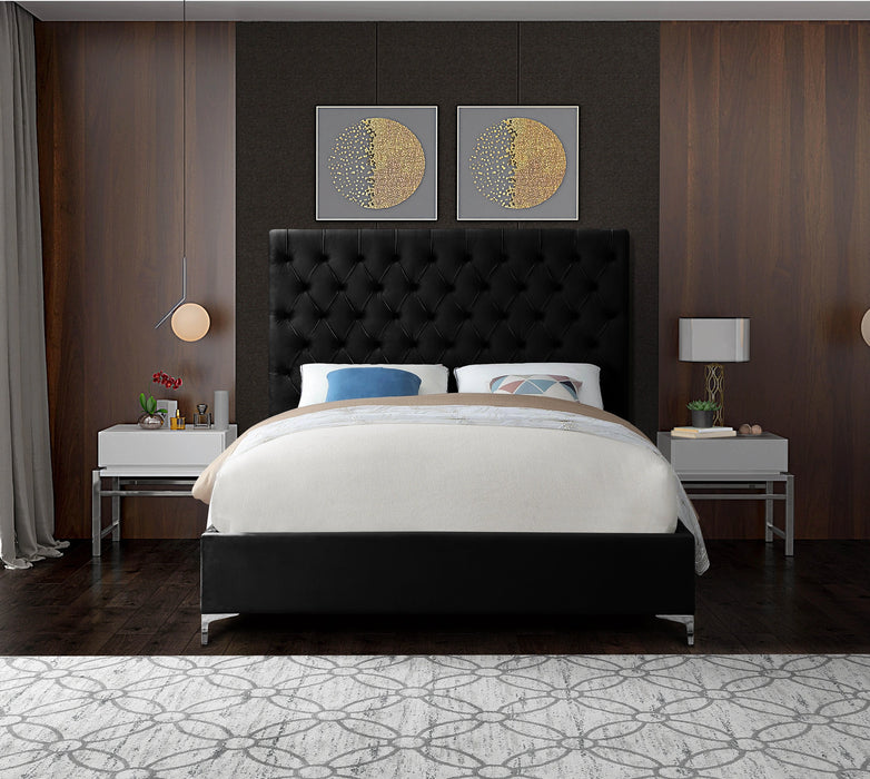 Cruz Black Velvet King Bed