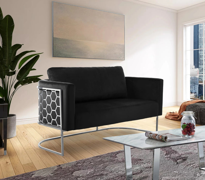 Casa Black Velvet Loveseat