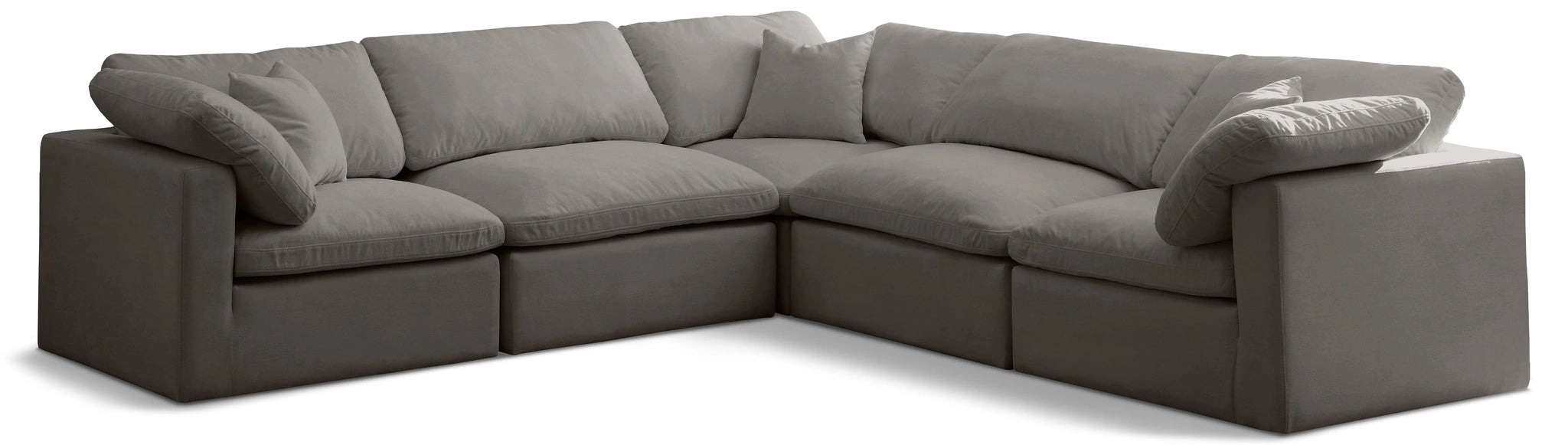 Plush Grey Velvet Standard Cloud Modular Sectional