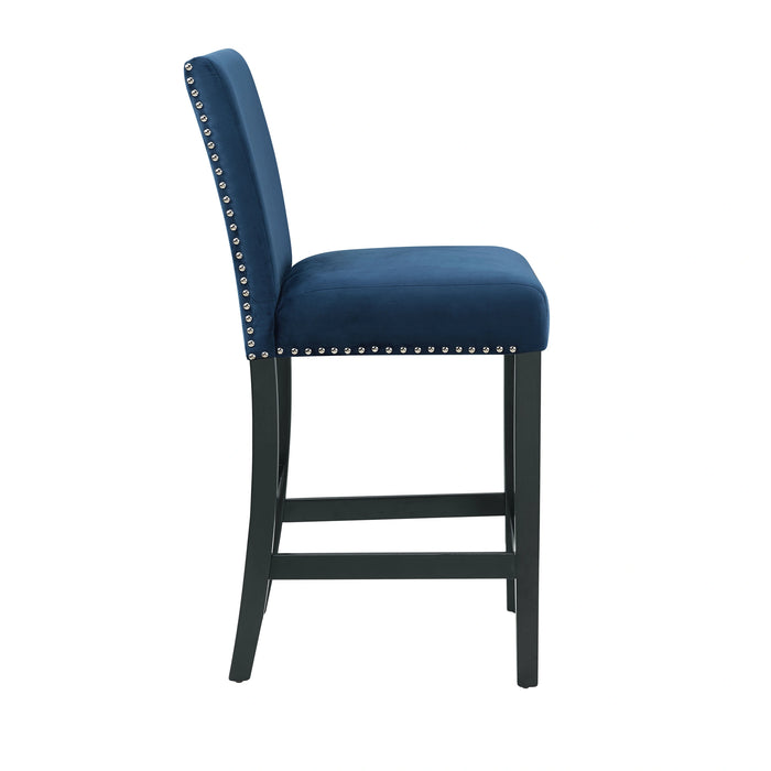 Celeste 5Pc 42" Marble Finish Counter Table & 4 Chairs-Blue