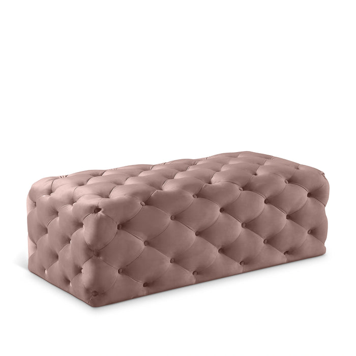 Casey Pink Velvet Ottoman/Bench