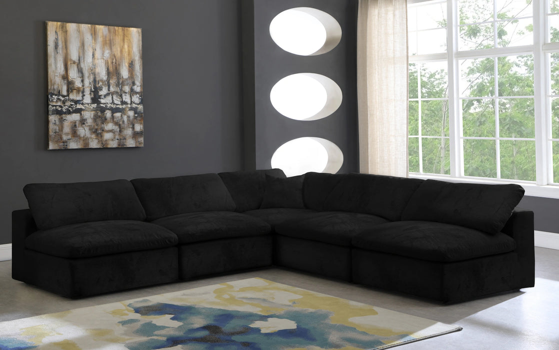 Cozy Black Velvet Cloud Modular Sectional