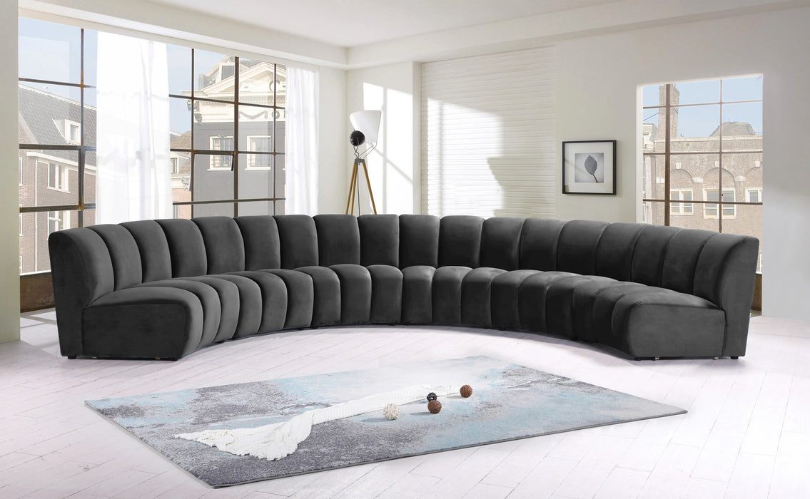 Infinity Grey Velvet 6pc. Modular Sectional