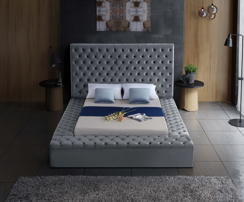 Bliss Grey Velvet Full Bed (3 Boxes)