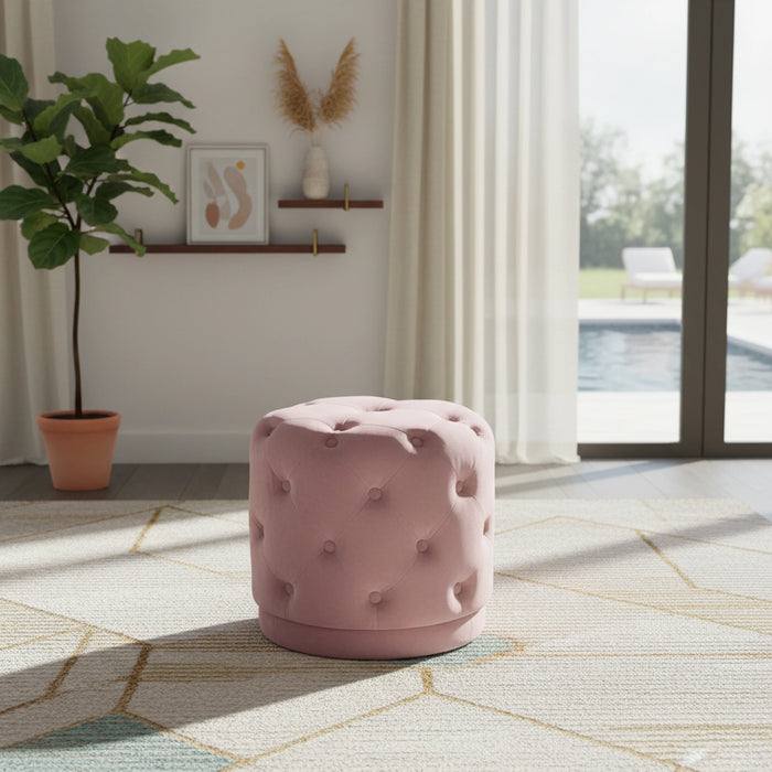 Harper Pink Velvet Ottoman/Stool