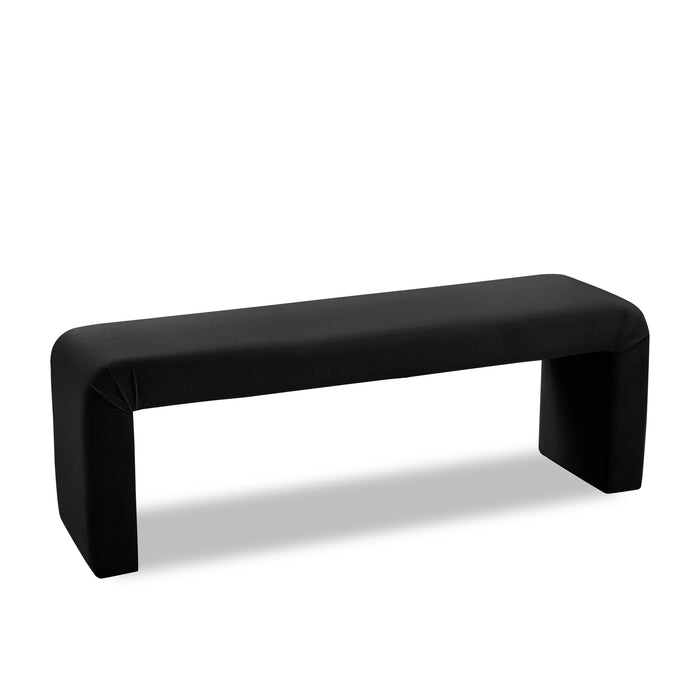 Minimalist Black Velvet Bench