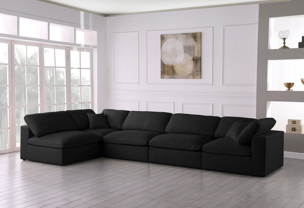 Plush Black Velvet Standard Cloud Modular Sectional