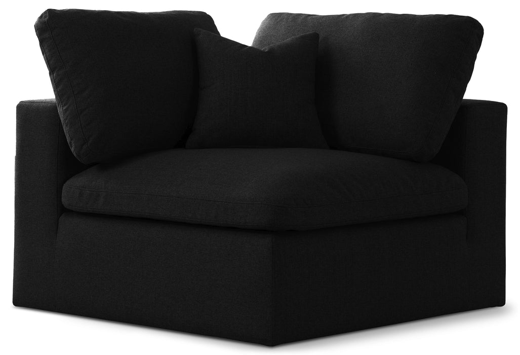 Serene Black Linen Fabric Deluxe Cloud Corner Chair