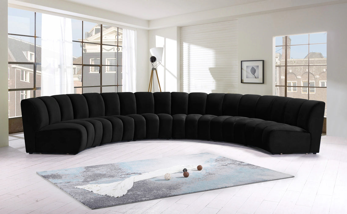 Infinity Black Velvet 6pc. Modular Sectional