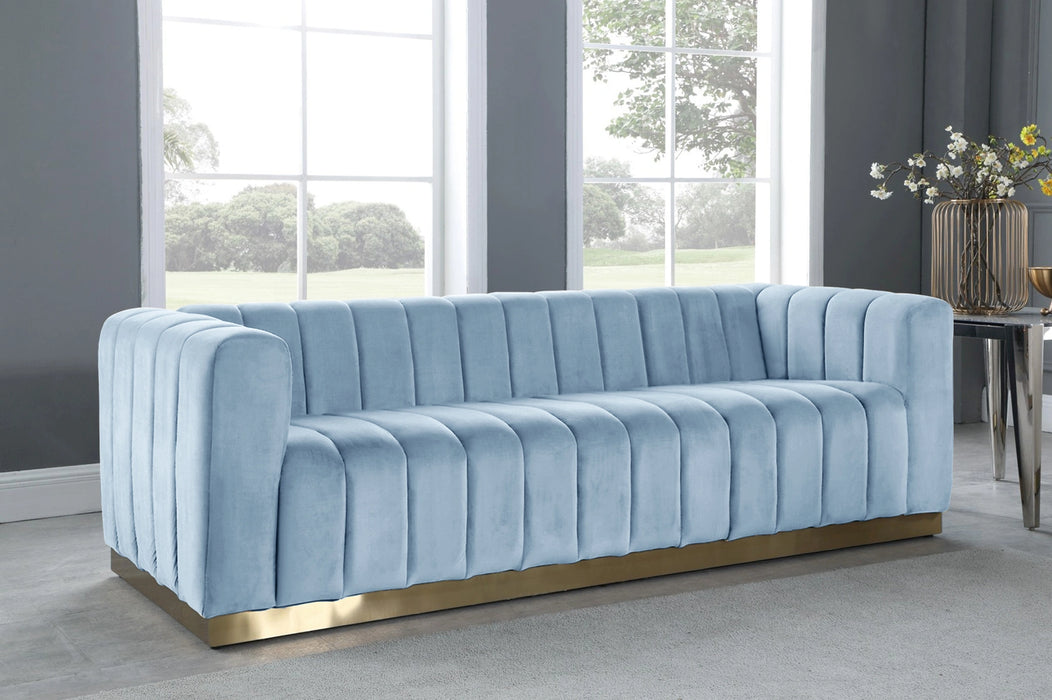 Marlon Sky Blue Velvet Sofa