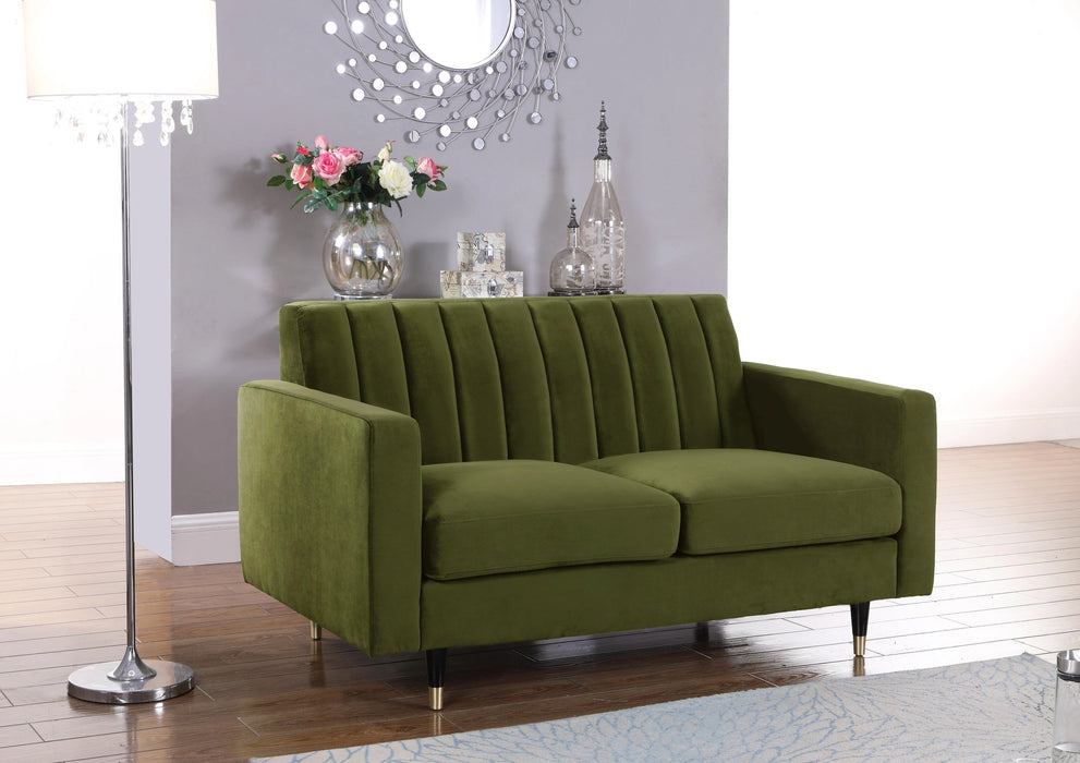 Lola Olive Velvet Loveseat
