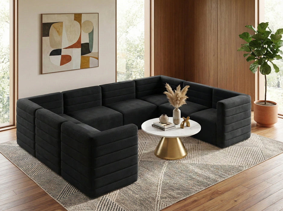 Quincy Black Velvet Modular Sectional
