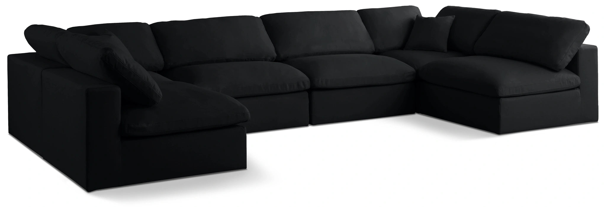 Plush Black Velvet Standard Cloud Modular Sectional