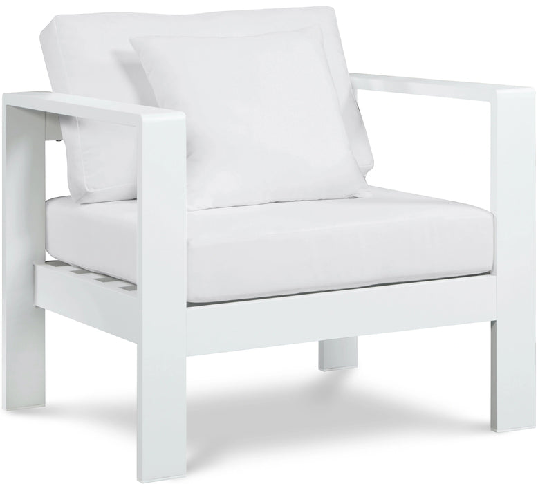 Nizuc White Waterproof Fabric Outdoor Patio Aluminum Arm Chair