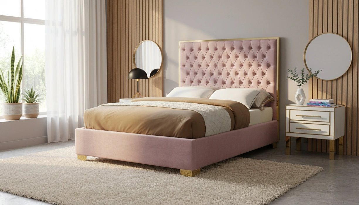 Lana Pink Velvet Full Bed