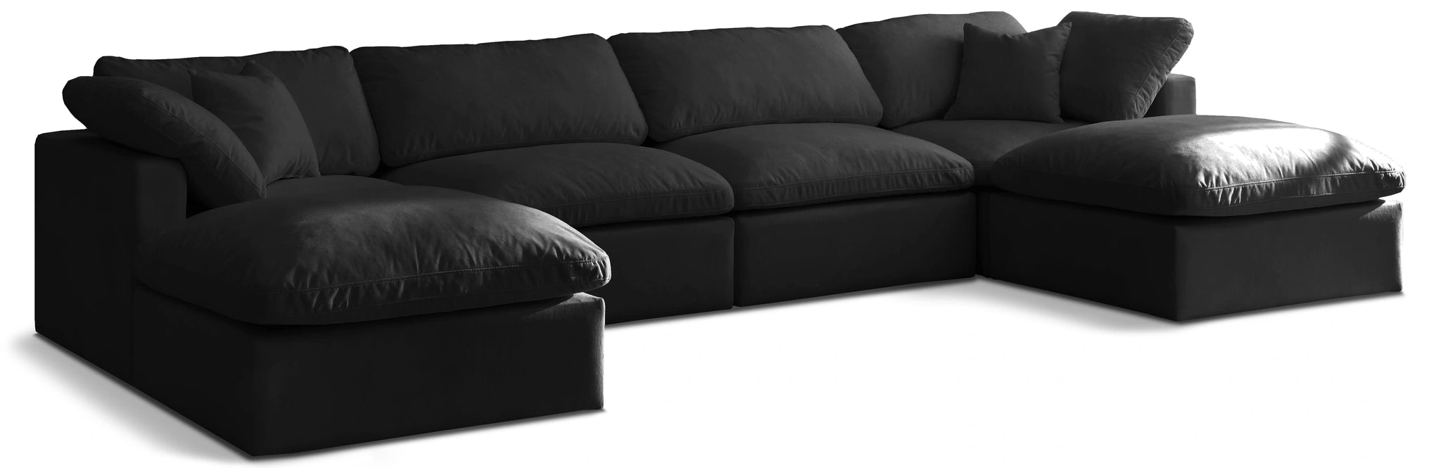 Plush Black Velvet Standard Cloud Modular Sectional