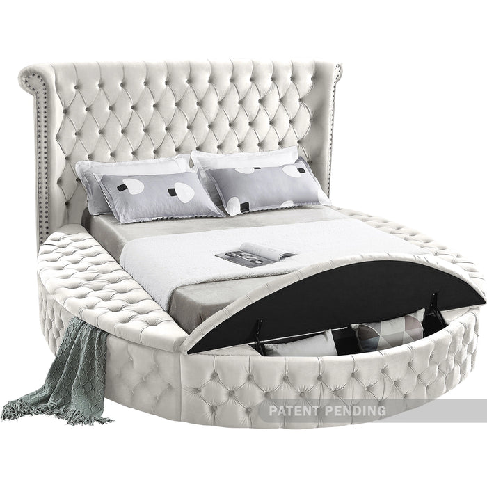 Luxus Cream Velvet Queen Bed (3 Boxes)