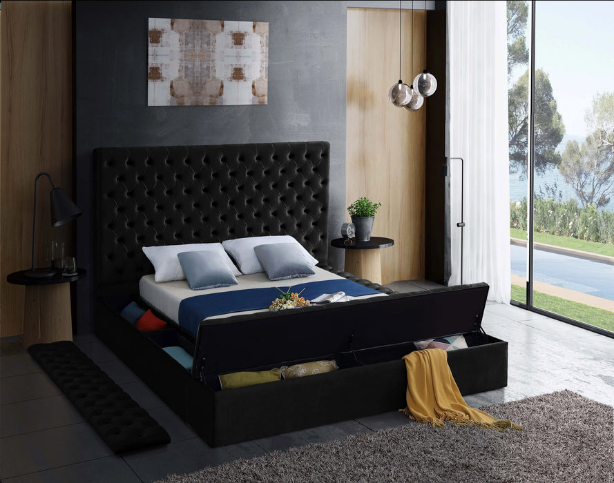 Bliss Black Velvet Queen Bed (3 Boxes)