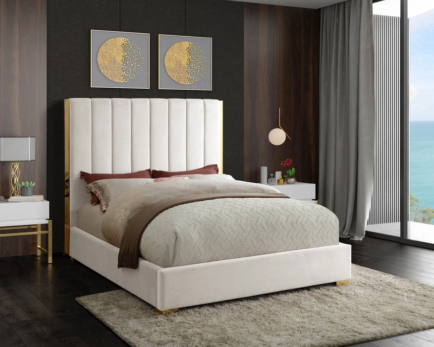 Becca Cream Velvet Queen Bed