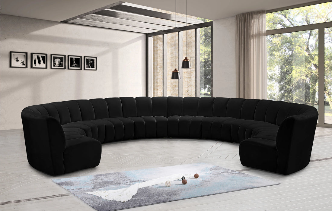 Infinity Black Velvet 10pc. Modular Sectional