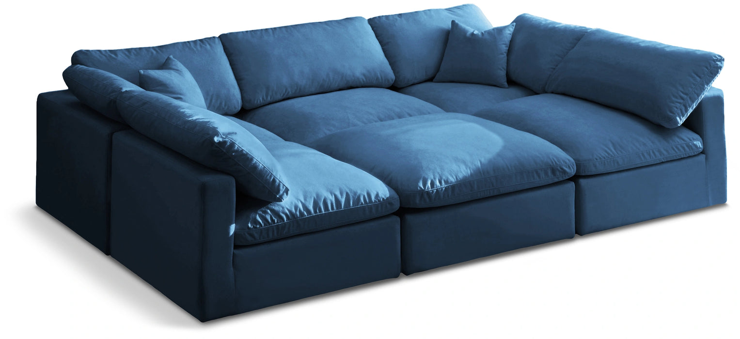 Plush Navy Velvet Standard Cloud Modular Sectional
