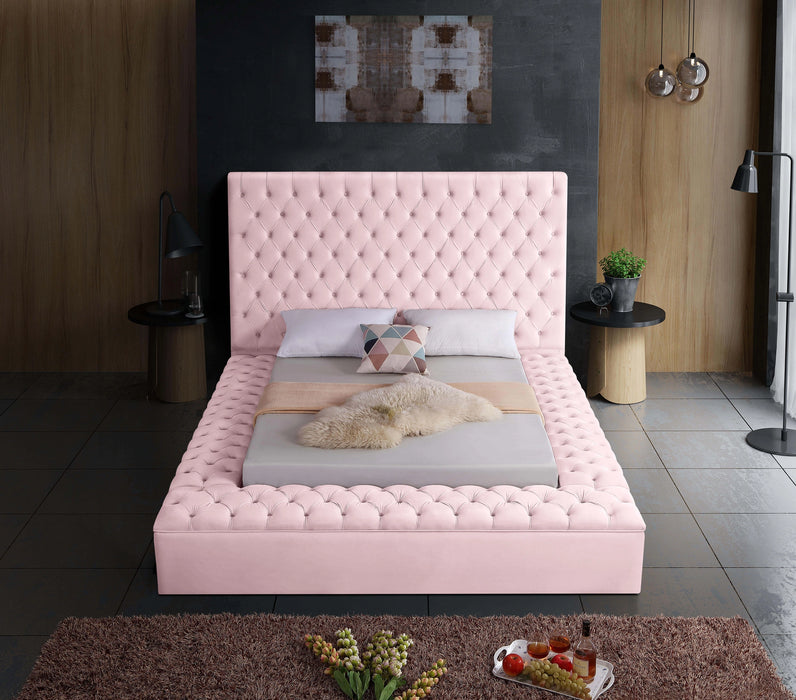 Bliss Pink Velvet King Bed (3 Boxes)