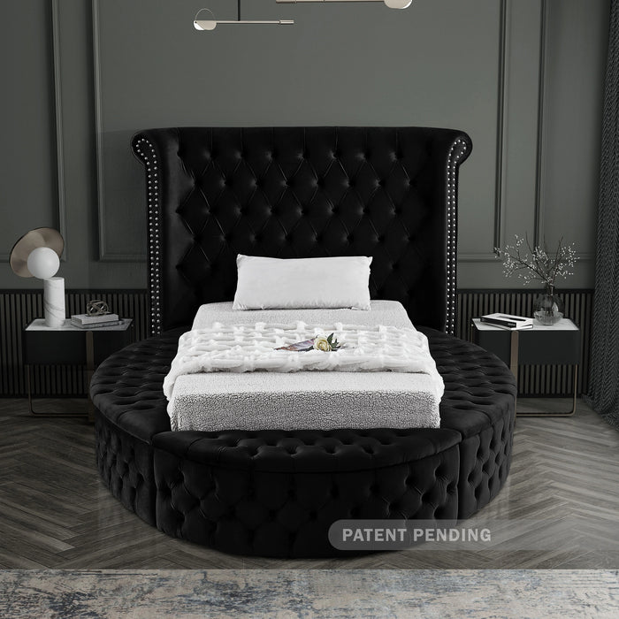 Luxus Black Velvet Twin Bed (3 Boxes)