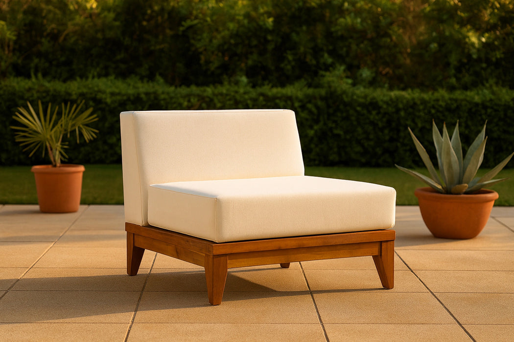 Rio Off White Waterproof Fabric Outdoor Patio Modular Armless Chair