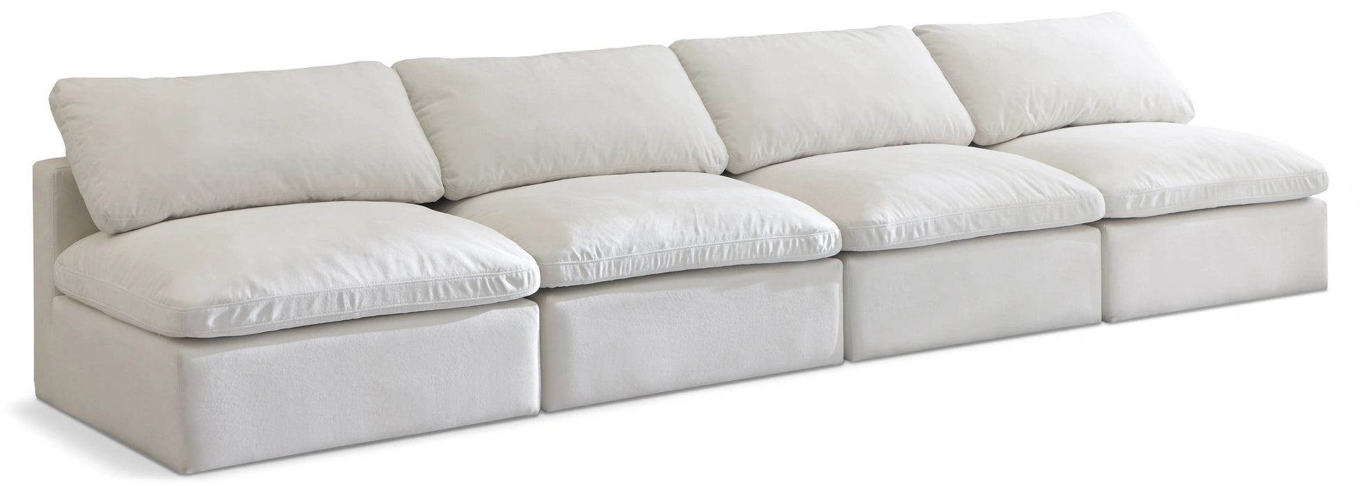 Plush Cream Velvet Standard Cloud Modular Sofa