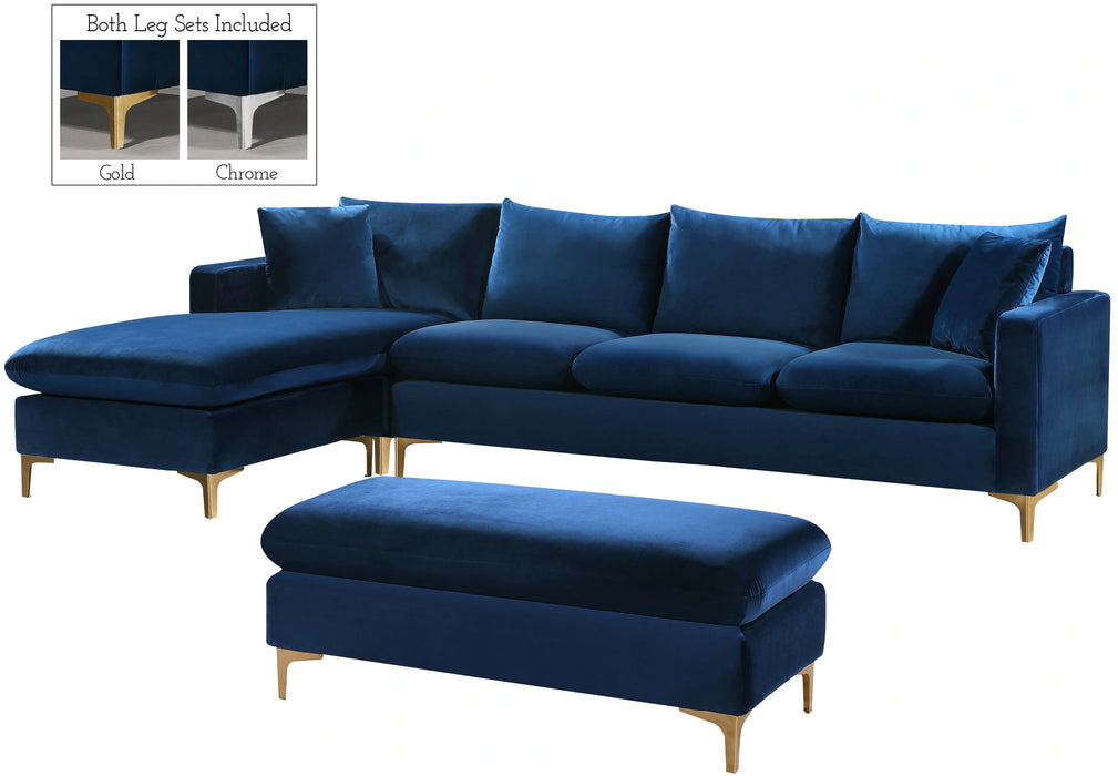 Naomi Navy Velvet 2pc. Reversible Sectional