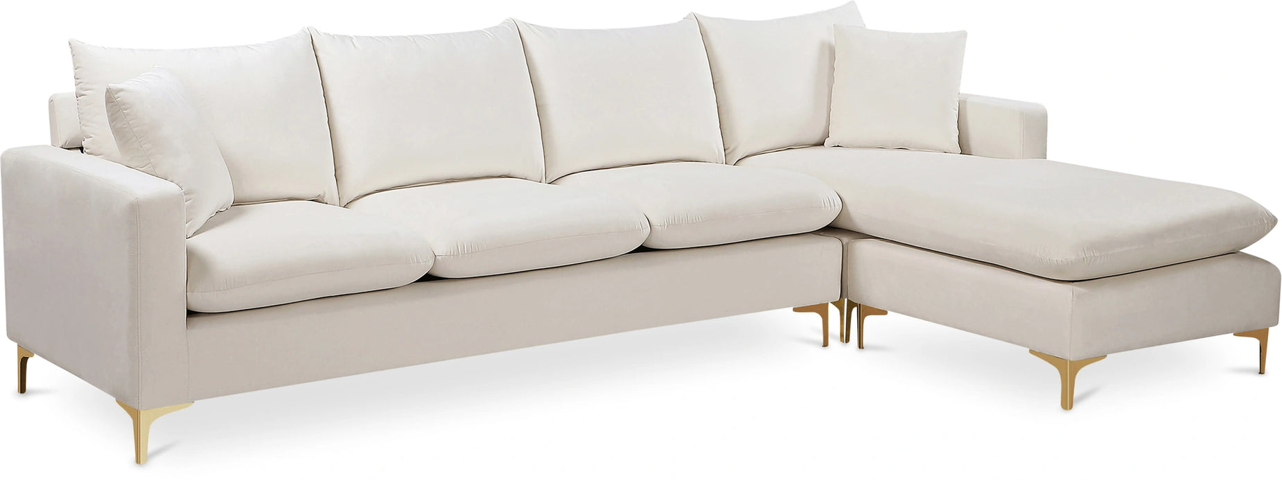 Naomi Cream Velvet 2pc. Reversible Sectional
