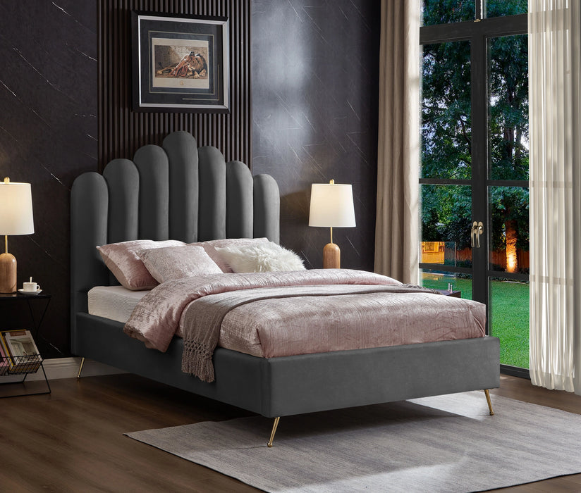 Lily Grey Velvet Full Bed