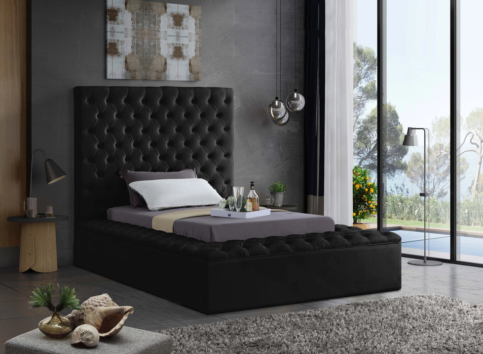 Bliss Black Velvet Twin Bed (3 Boxes)