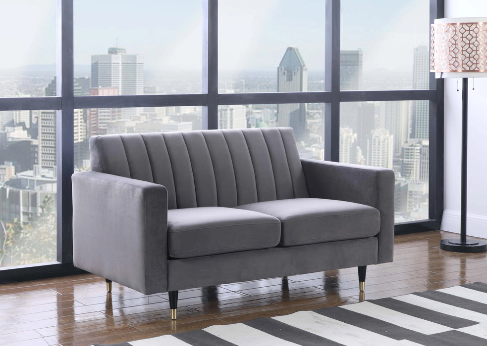 Lola Grey Velvet Loveseat